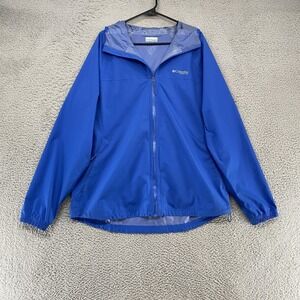 Columbia PFG Jacket Mens Large Blue Hooded Lightweight Rain Windbreaker Fishing